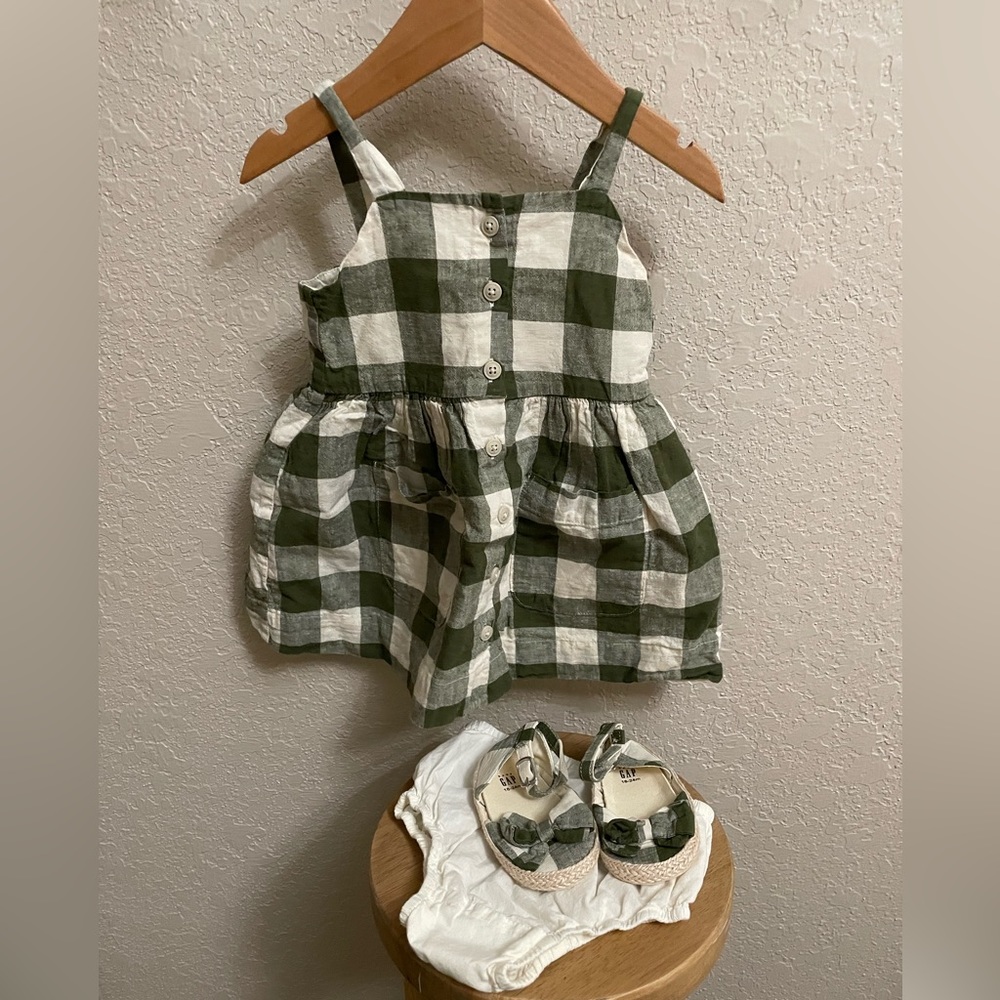 GAP 3 Piece Set with Dress, Bloomers and Shoes (18-24 months)